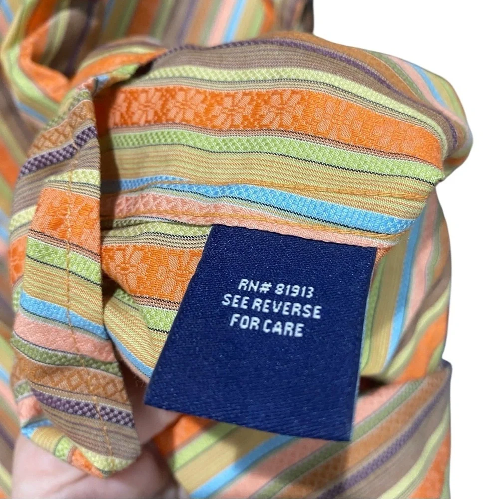 ROBERT GRAHAM Mens 100% Cotton flip cuff Orange Button floral stripe Shirt sz M - Picture 6 of 9